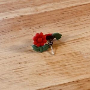 Handmade Red Flower Earrings